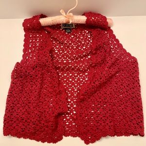 Vintage Crochet Red Button-up Forenza Cardigan